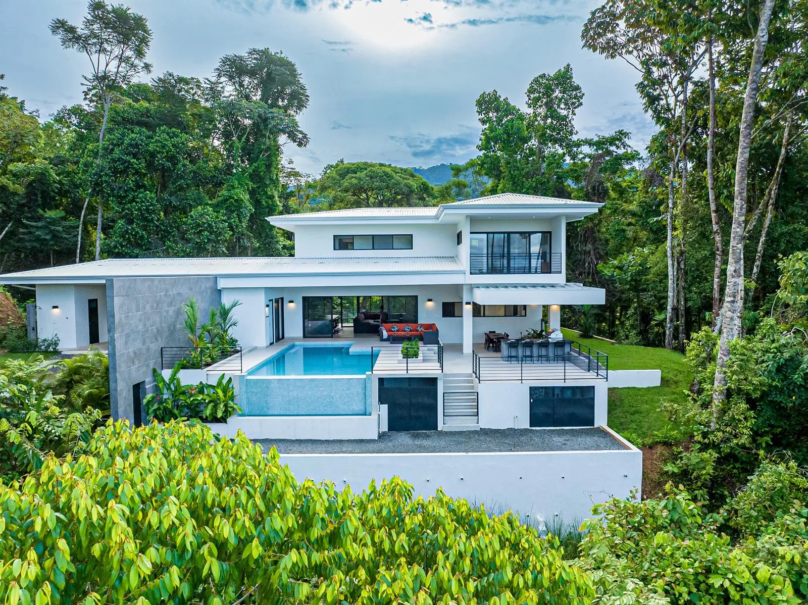 Pool and terrace viewed from above