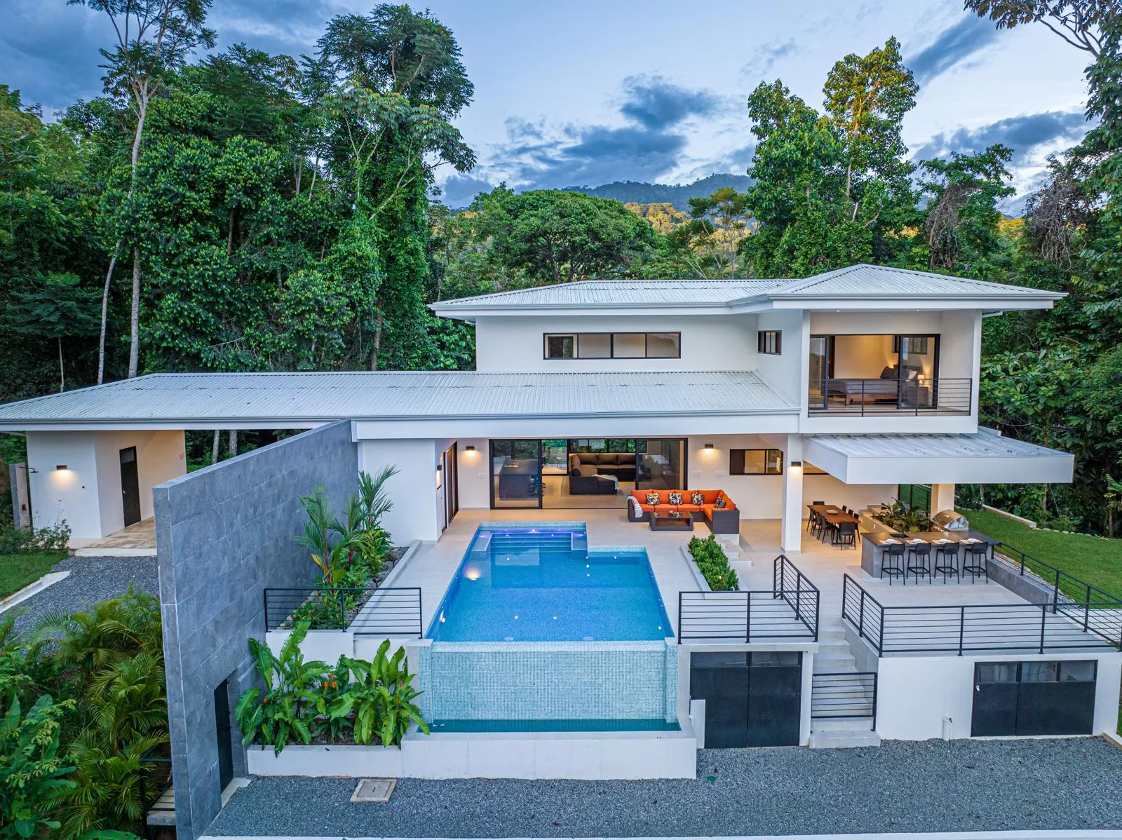 Front elevation with tropical landscaping